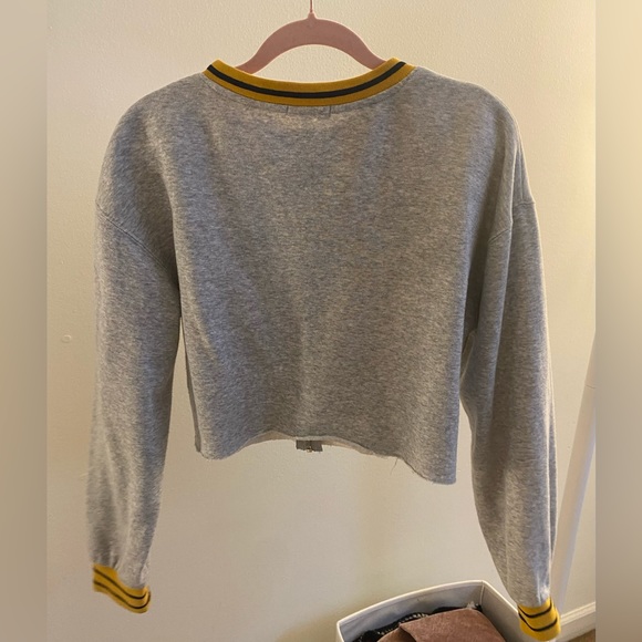 Garage Gray Yellow Striped Varsity Ring Zip Up jacket - Picture 2 of 4